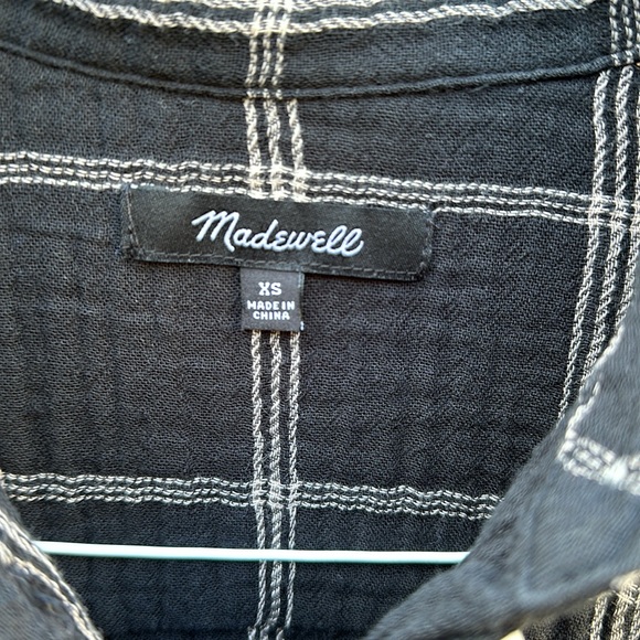 Madewell 🔥 Lightspun Flap-Pocket Oversized Button Down Shirt Windowpane Sz XS - Picture 8 of 11